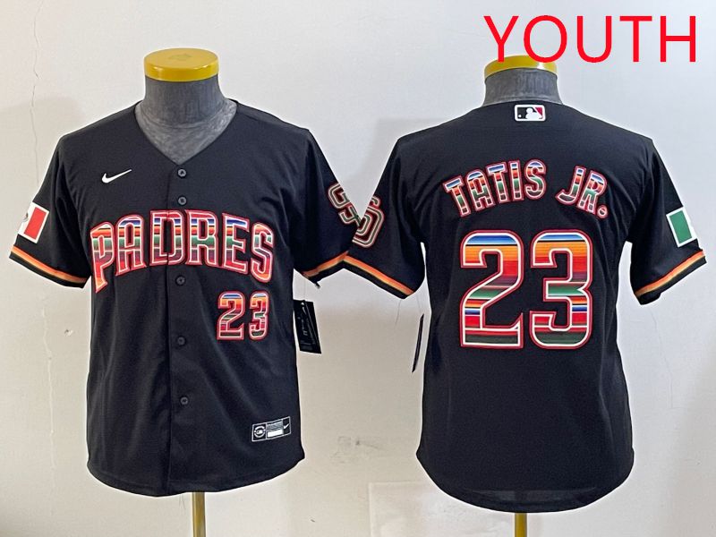 Youth San Diego Padres #23 Tatis jr Black Fashion Game 2025 Nike MLB Jersey style 1->youth mlb jersey->Youth Jersey